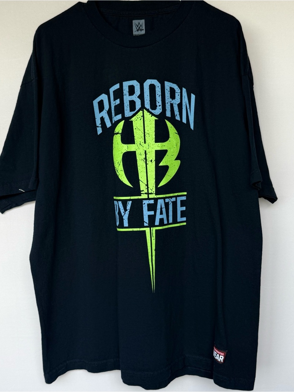 WWE Reborn By Fate Graphic Tee - Black Neon Green Light Blue Hardy Boyz Cotton